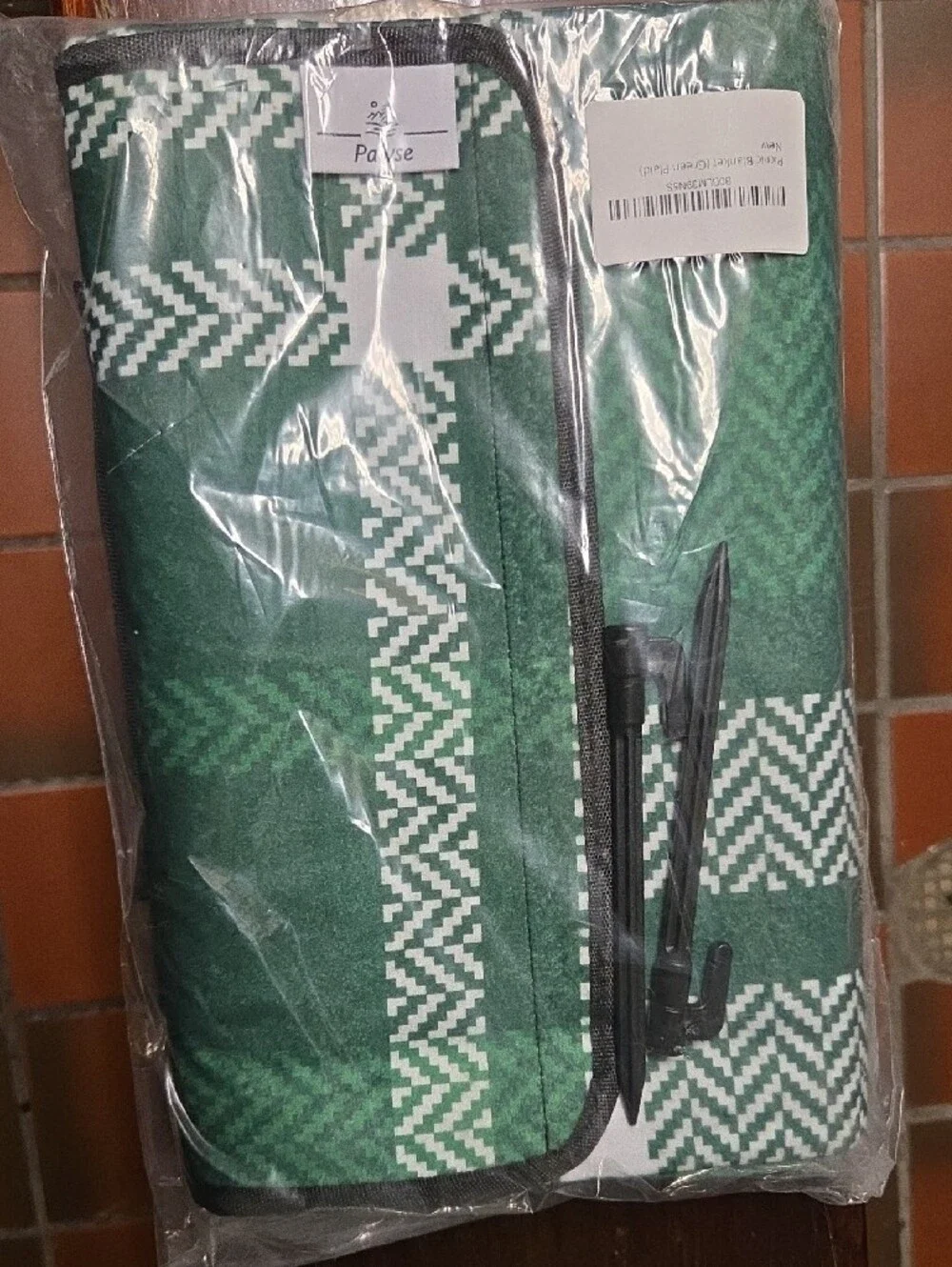 Green Plaid Waterproof Picnoc Dog Blanket